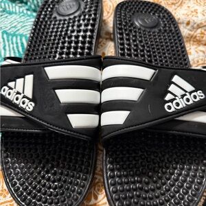 Adidas Black and Gray Slide Sandals